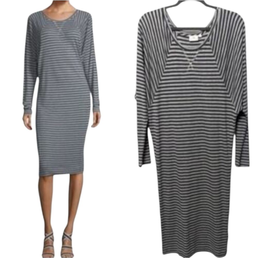 AG Adriano Goldschmied Gabby Raglan Striped Super Soft Long Sleeve Dress Size XS